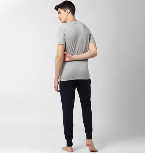 Men Grey & Black Printed Night suit